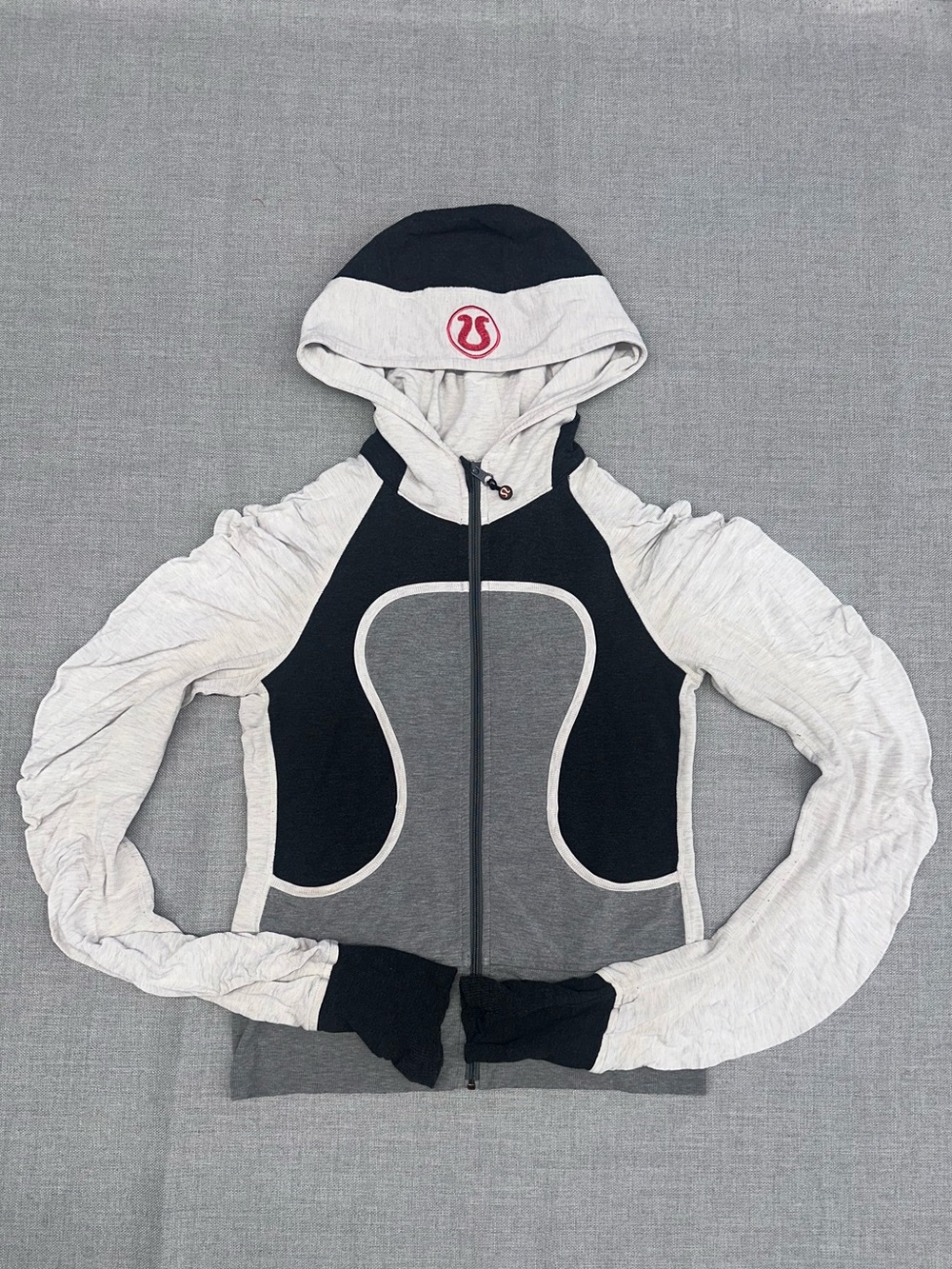 Lululemon Vintage Colorblock Full Zip Hoodie | Womens 6 | Black Gray White